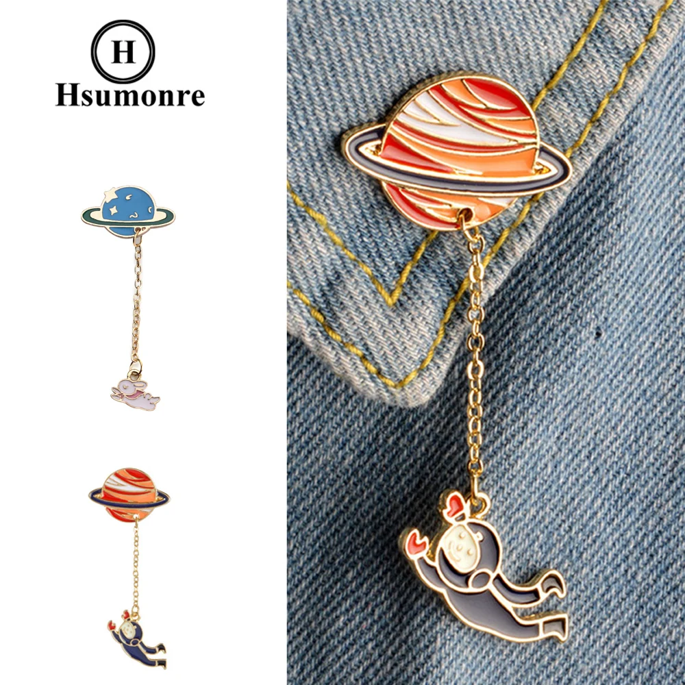 Симпатичные броши в виде кролика с изображением астронавта значок на лацкан