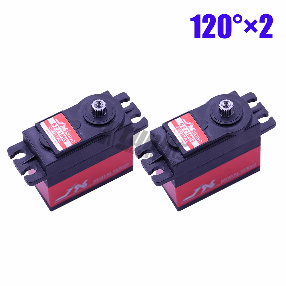 2 pcs 120 1/2/4 шт JX PDI-6221MG для детей до 20 кг по самой низкой цене, высокий крутящий момент цифровой сервопривод тигельные алюминиевые металлические шестерни для RC самолет, автомобиль, вертолет, части лодки - Цвет: 2 pcs 120