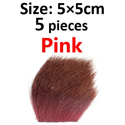 5PCS Pink ICERIO 5 шт. натуральные волосы оленя для завязывания мух Сухих Мух Хоппер Caddis крылья и тела спиннинг басов жуков делая материал - Цвет: 5PCS Pink