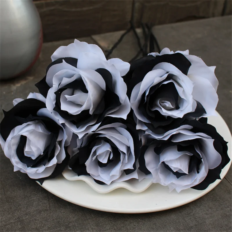 1 шт. имитация розы сделай сам черный белый цветок свадебный реквизит для фото