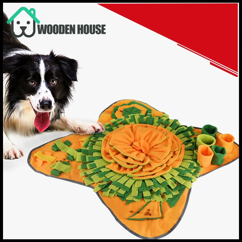 

Flower Design Dog Snuffle Mat Pet Sniffing Training Blanket Detachable Fleece Pads Dog Playing Toy Mat Nosework Puzzle Toy