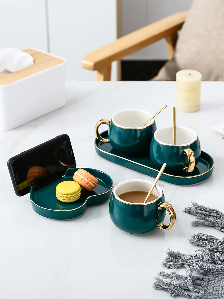 Фарфоровая Европейская кофейная чашка в комплекте роскошная маленькая чайная из