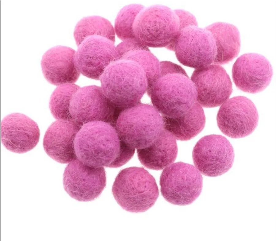 Dark Pink 10 шт. 2 см красочный шарик из шерстяного войлока DIY ремесло фетровые Шары поставки для детей лента для волос одежда ремесло аксессуары брошь украшения - Цвет: Dark Pink