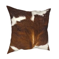 brown calf cowhide pillow cover home decorative cow animal fur cushion cover throw pillow for car polyester vintage
