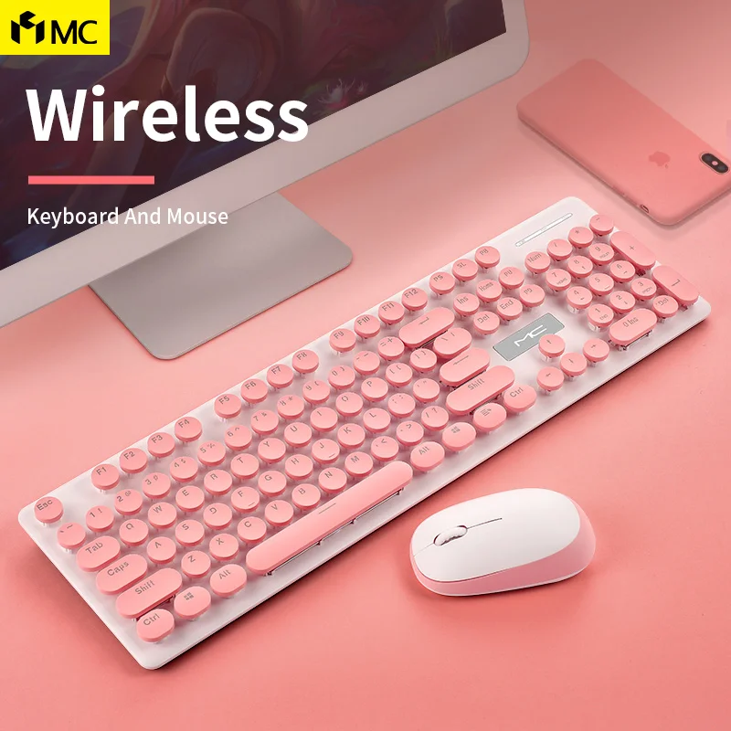 MC N520 2 4G Беспроводная Бесшумная клавиатура и мышь круглая набор из двух частей для