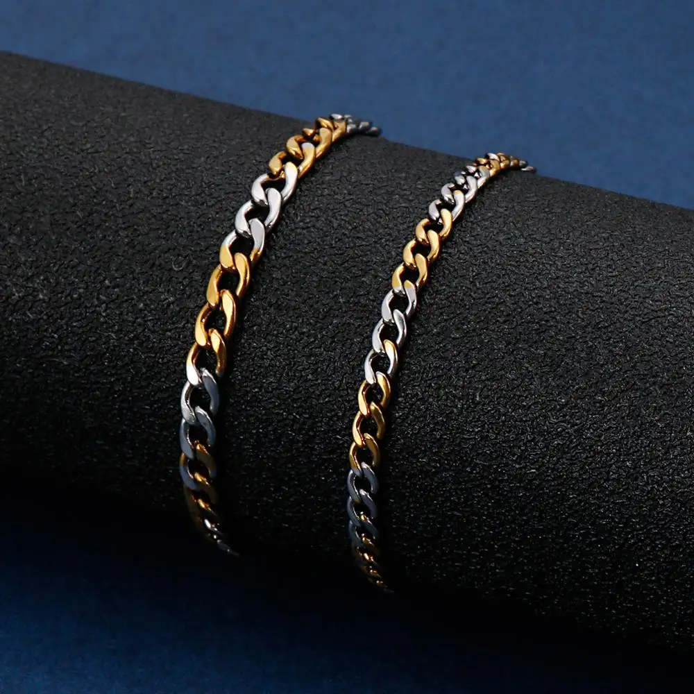 

4/5mm Stainless Steel S Bracelets Mens Cuban Link Chain on Hand Male Accessories Chains Bracelets Wholesale Punk Christmas