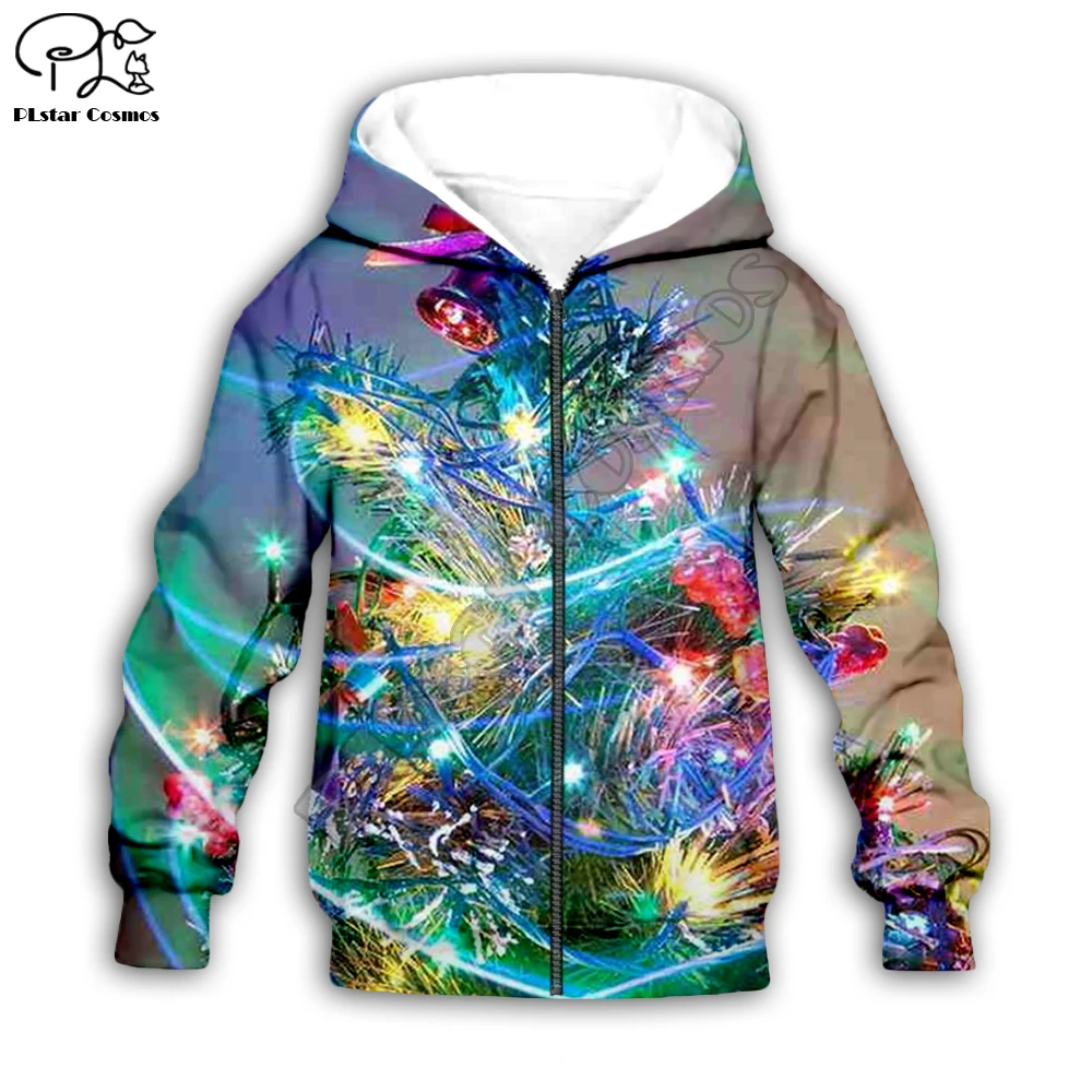 

Child Kids Merry Christmas tree 3D print cartoon hoodies Santa Claus kawaii long sleeve Sweatshirt zipper boy girl