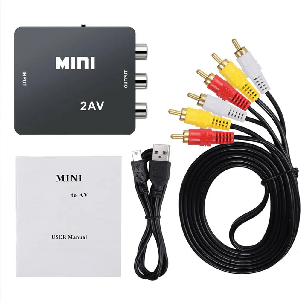 HDMI-совместимый с RCA AV/CVSB L/R адаптер скалер HD видео композитный конвертер Box Video 1080P