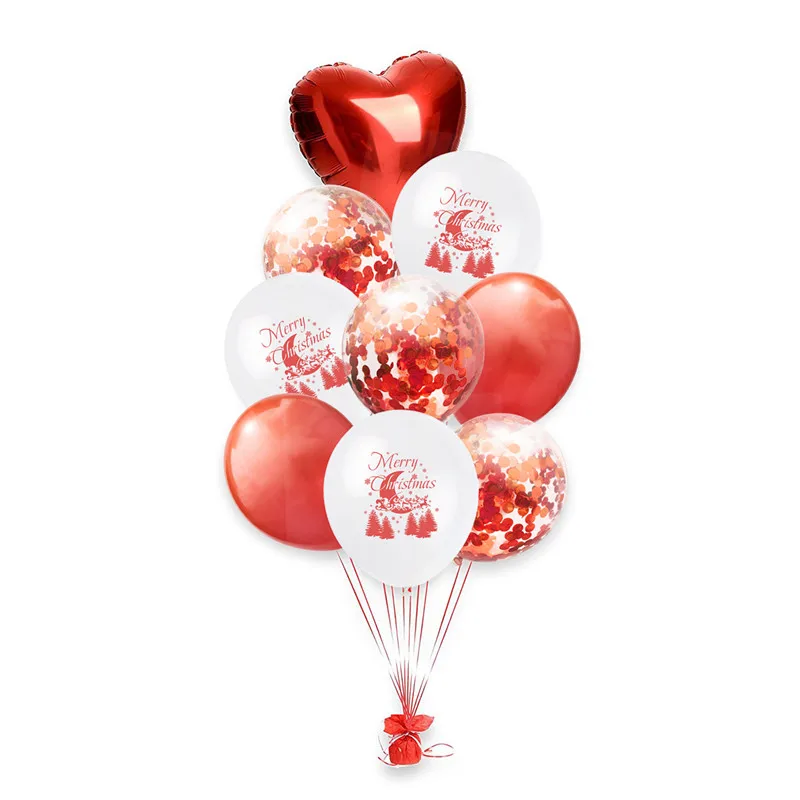 1set Happy New Year Red Green Confetti Balloons Merry Christmas Balloon Helium Balls Birthday Wedding Party Decorations Supplies