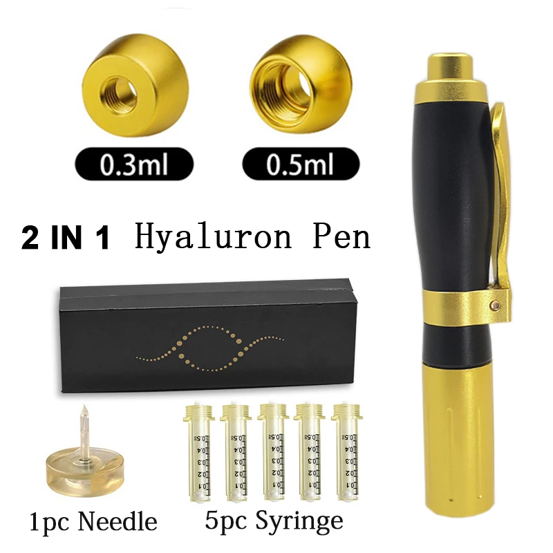 Hyaluron pen kits 2in1 Meso Injection Gun Hyaluron Pen 0.3ml&0.5ml Head Gold Hyaluronique Acid Pen Lip Filler Jnjector Noninvasive Nebulizer New - Номер модели: Hyaluron pen kits