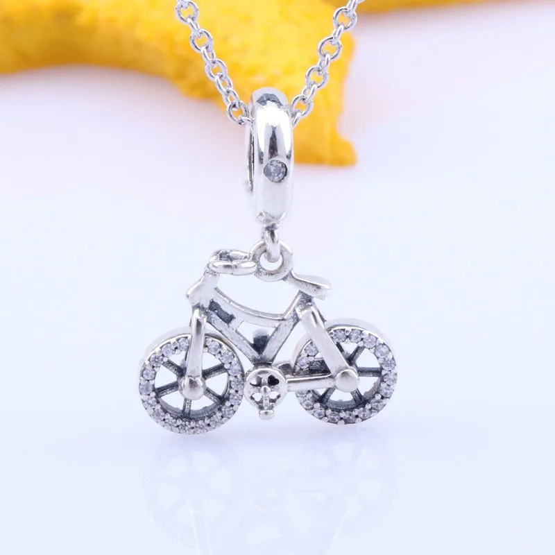 

100% 925 Sterling Silver Charm Gorgeous Bicycle Pendant Fit Pandora Women Bracelet & Necklace Diy Jewelry
