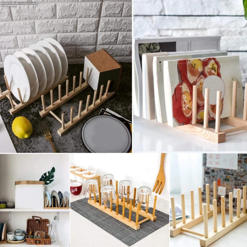 

Wood Bamboo Vinyl Record Storage Holder Display Stand Dish Plate Drying Rack