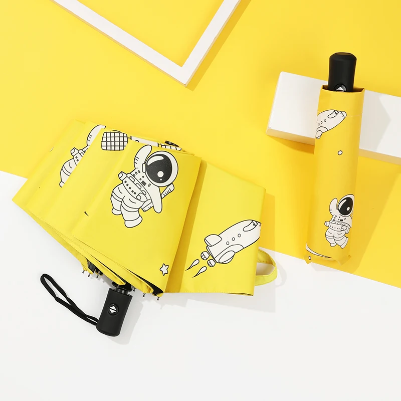 

Складной зонт для мужчин и женщин, зонтик от дождя и солнца, с черным покрытием, с защитой от УФ-лучей, для мальчиков, дождевое снаряжение