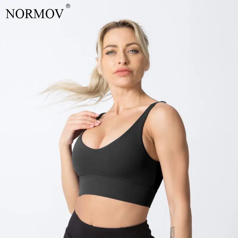 

Однотонный спортивный дышащий Топ NORMOV, бесшовное эластичное белье для тренировок, фитнеса, тренажерного зала, удобное пикантное нижнее бел...