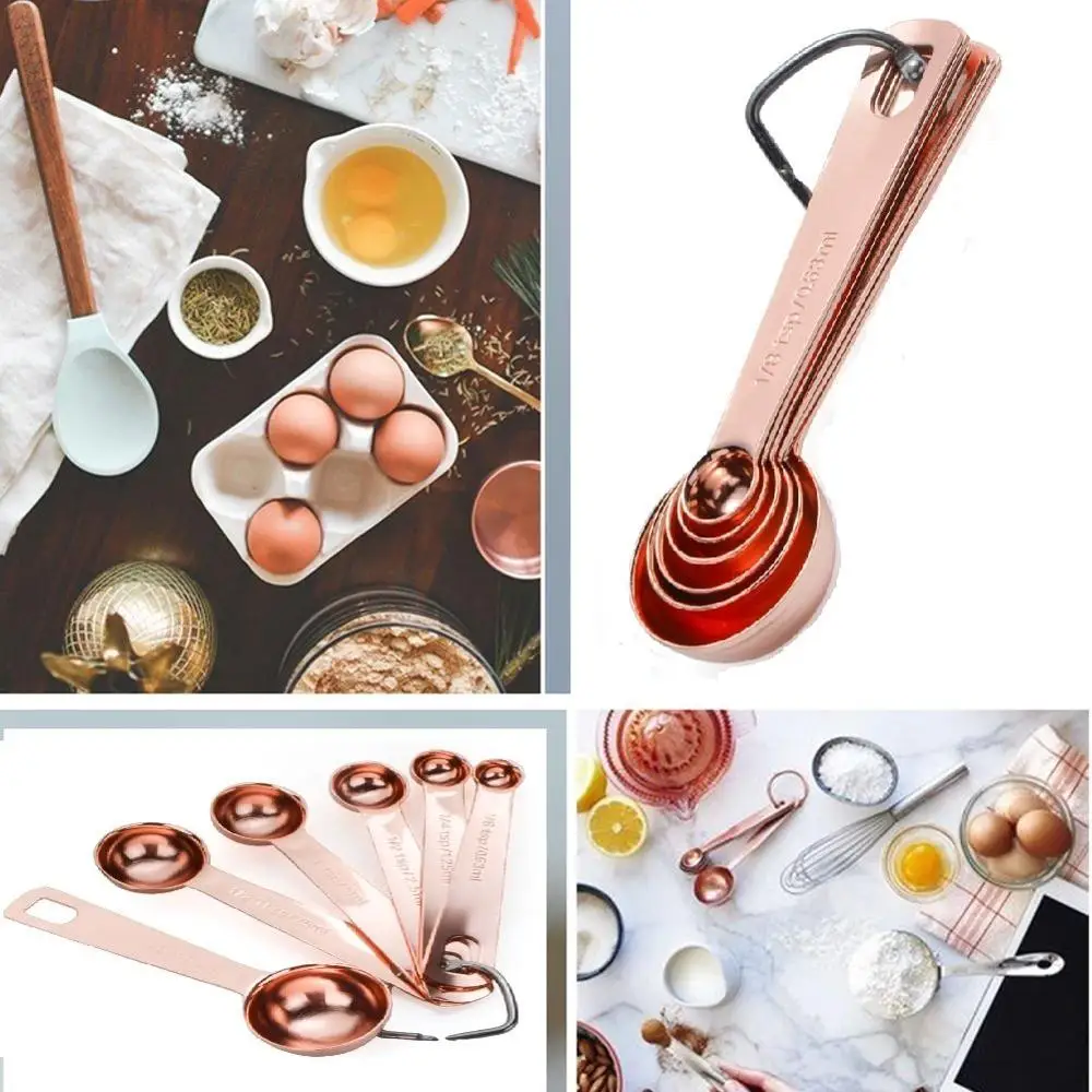 

2019 Set of 9 Copper Measuring Cups and Spoons, EXTRA STURDY Copper-Plated Top-Quality Stainless Steel