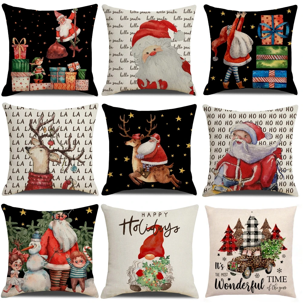 Рождественская наволочка с Санта-Клаусом и оленем рождественские украшения для