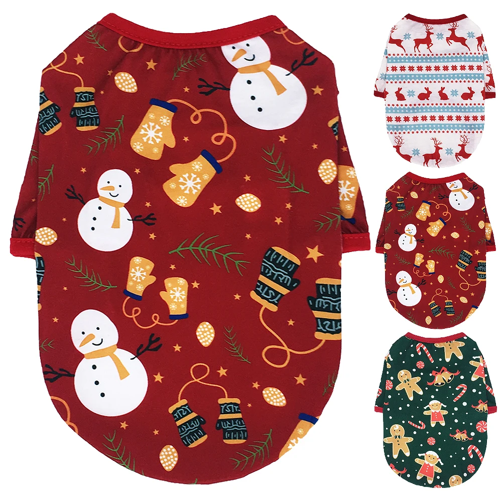 Рождественская Одежда для собак хлопковая одежда домашних животных толстовки с