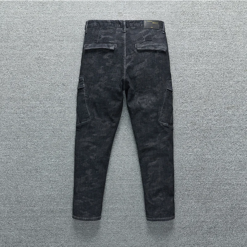 

2021 spring and autumn new men's casual pants straight button pocket nine-point pants jogger men's cotton vintage pants