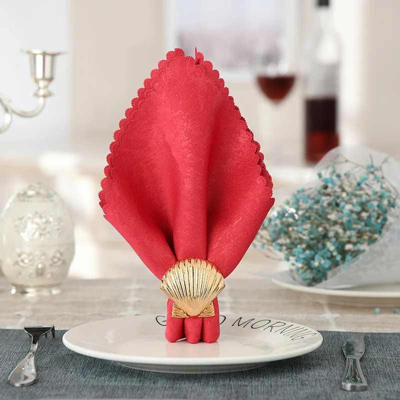 Металлическое креативное кольцо для салфеток в виде раковины украшение стола