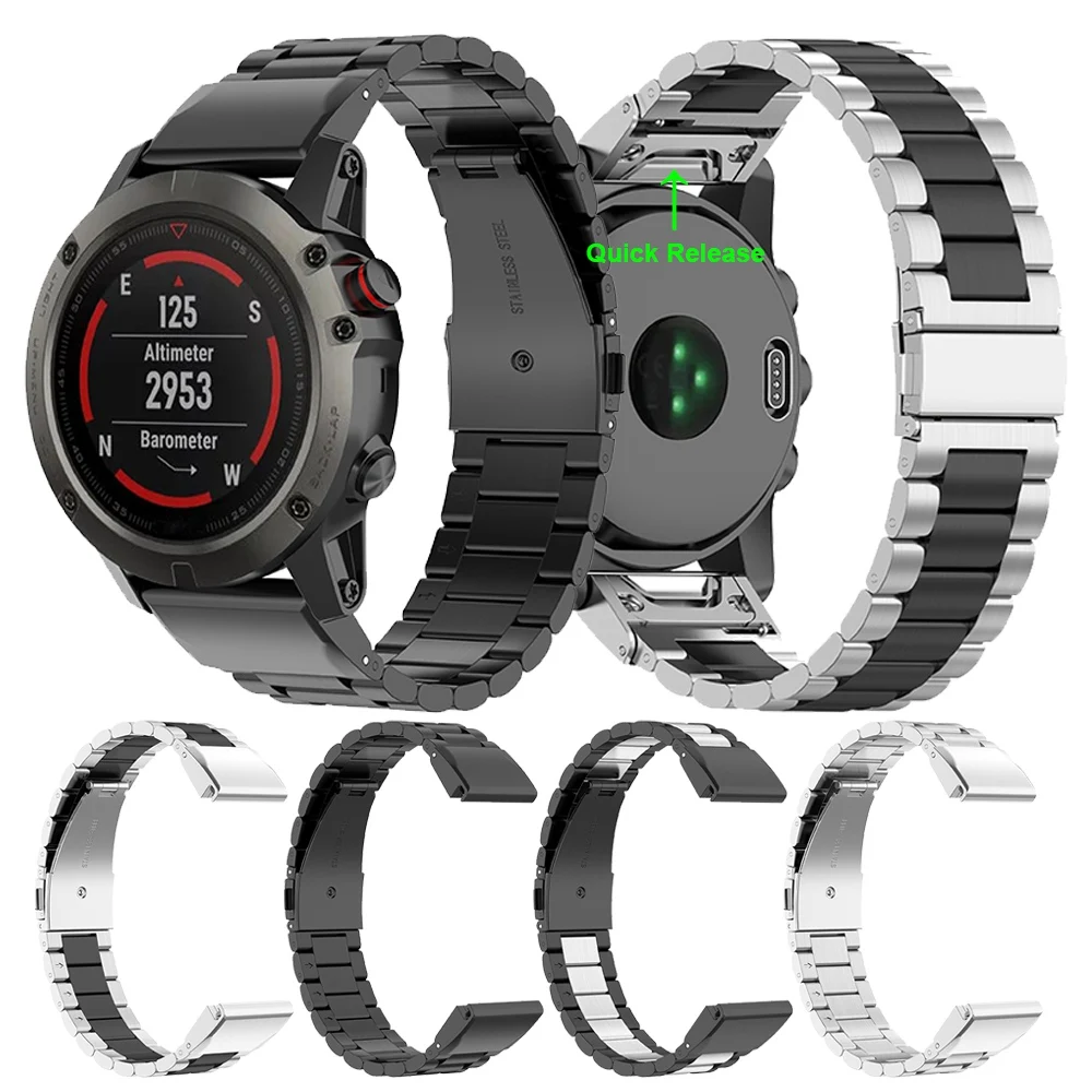 Металлический ремешок из нержавеющей стали для Garmin Fenix 5 5S 5X plus 6X 6 6S pro 3 HR 935 простой
