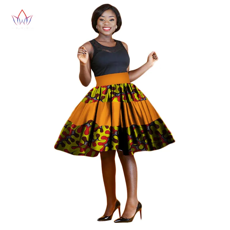 Летняя женская одежда юбки с Африканским принтом средней длины трапециевидные