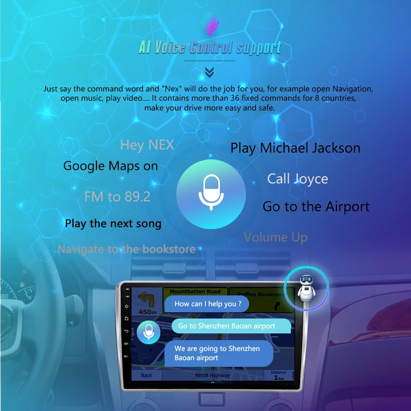 Автомагнитола Roadwise с голосовым ИИ-интерфейсом мультимедийный плеер на Android для