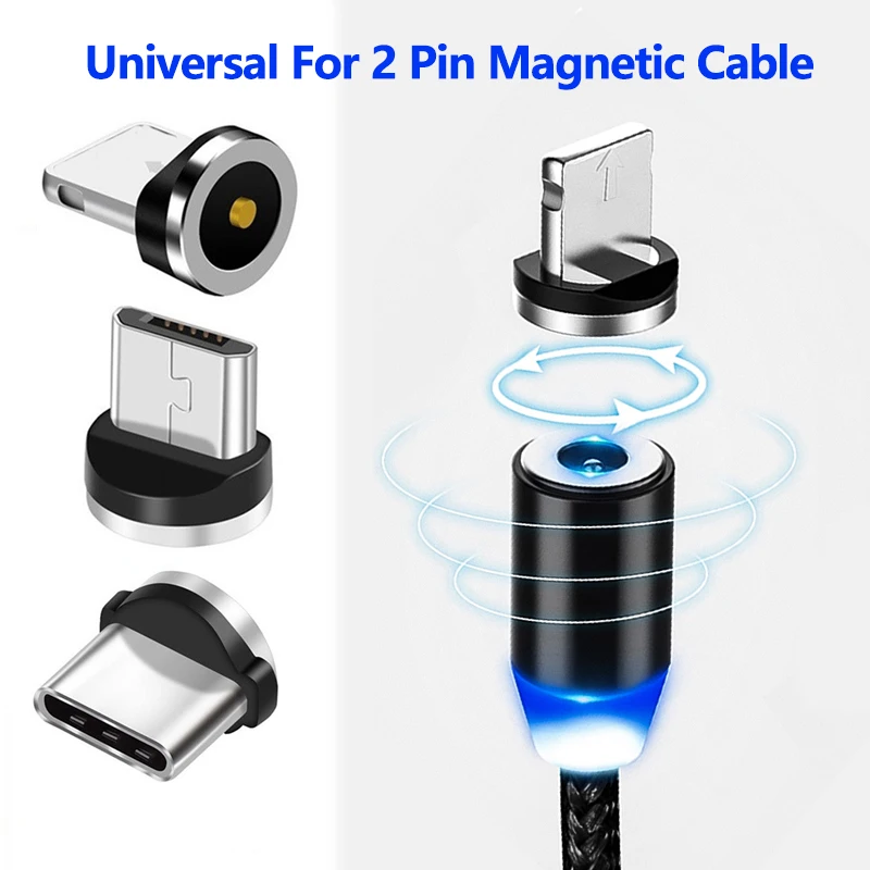 6pcs magnetic tips universal for round magnetic cable micro usb type c magnet replacement parts mobile phone dust plug adapter free global shipping