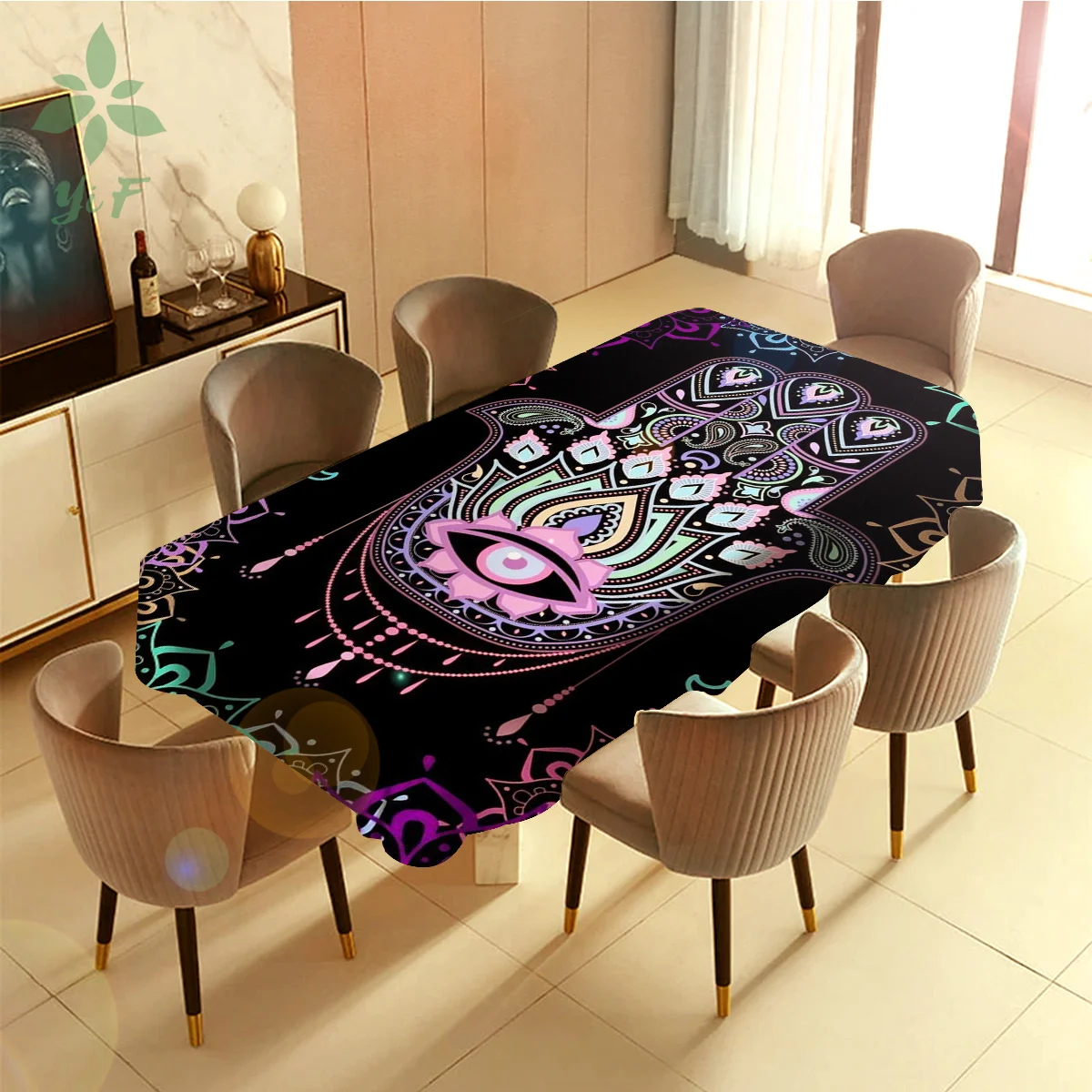 

Colorful Fashion Flower Outline Pattern Barbecue Picnic Home Party Table Cloth