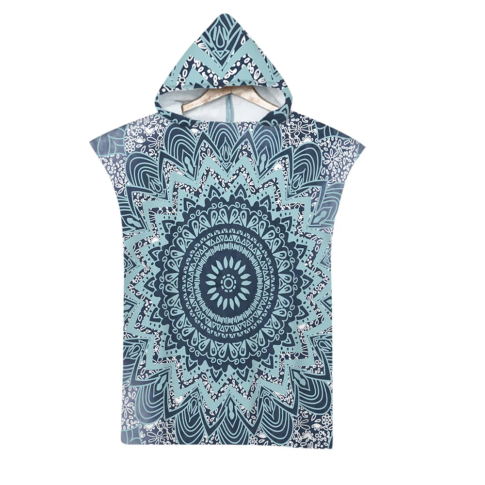 

Customizable Geometric Patterns Microfiber Quick-drying Hooded Beach Towel Adult Kid Bath Towel Shawl Bathrobe For Swimming Pool