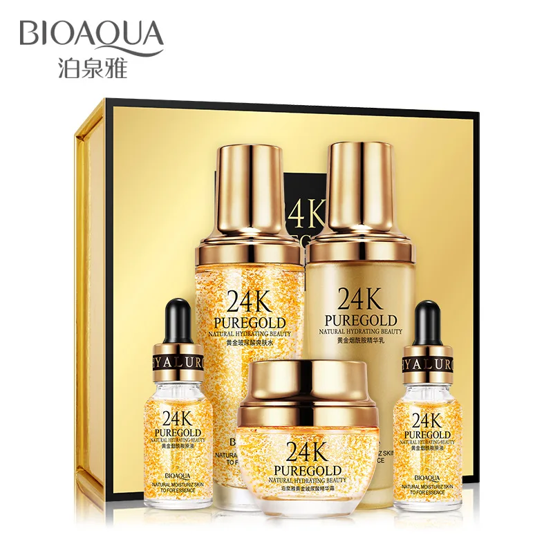 BIOAQUA 24K Gold Hyaluronic Acid Essence Moisturizing Moisturizing Anti-Aging 24K Gold Skin Care Set Gift box