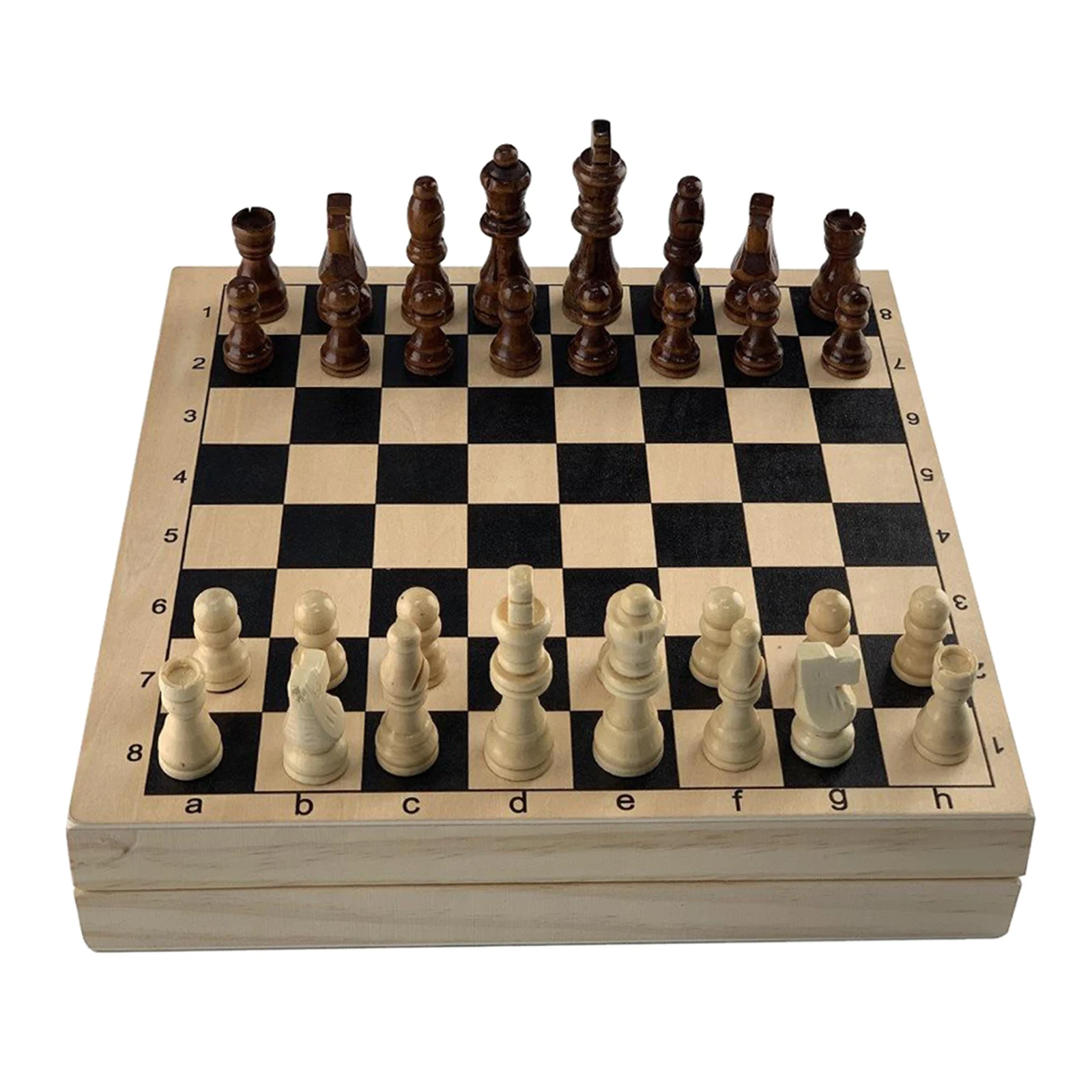 

Retro Chess Set for Kids and Adults Classic Family Chess Board Game Folding Wooden Chessboard Chess Pieces and Storage Slots
