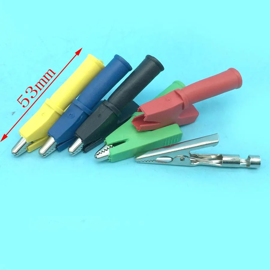

colors 5mm Opening 20A 53mm Copper Alligator Clip Cable Wire Battery Crocodile Electrical Clamp Car Tester Probe