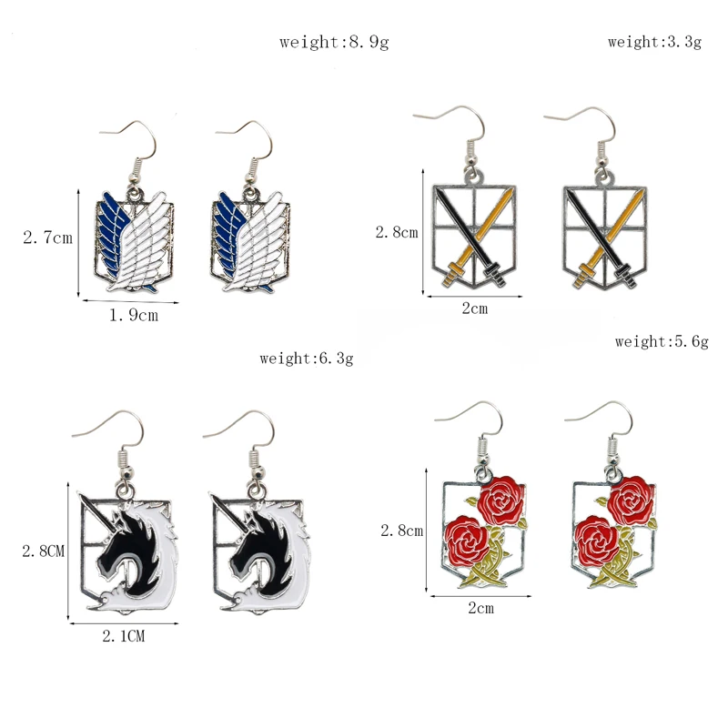 

Anime Jewelry Earrings for Women Attack On Titan Giant Legion Flag Logo Drop Earring Girl Female Party Trinket Dangle Earrings