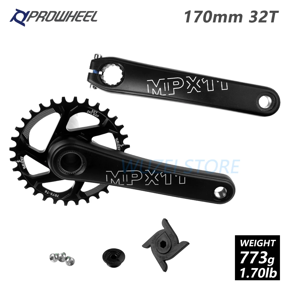 170mm Black 32T PROWHEEL MPX11 Кривошип горного велосипеда цепное колесо 170/175 мм/30/32/34/36/38 T звезды MTB велосипед диаметра окружности болтов для SRAM GXP XX1 X9 модными принтами XO X01 - Цвет: 170mm Black 32T