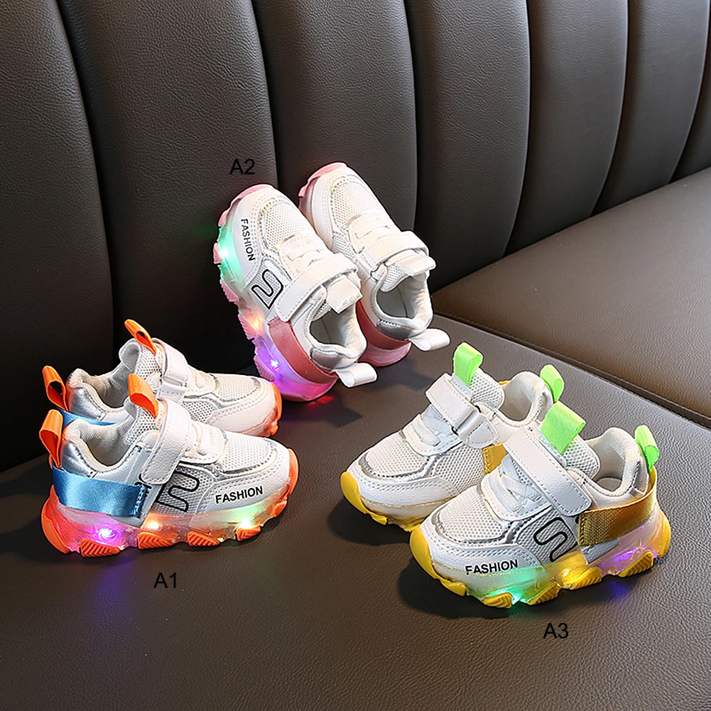 New Kids shoes Led shoes Casual Sport Running Shoes Sneakers Children Luminous Shoes Boys Girls Stripe Baby Non-slip Sneakers