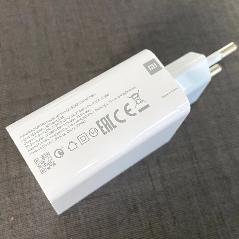 Зарядное устройство XIAOMI 33 Вт с европейской вилкой QC 4 0 турбозарядный адаптер 5A
