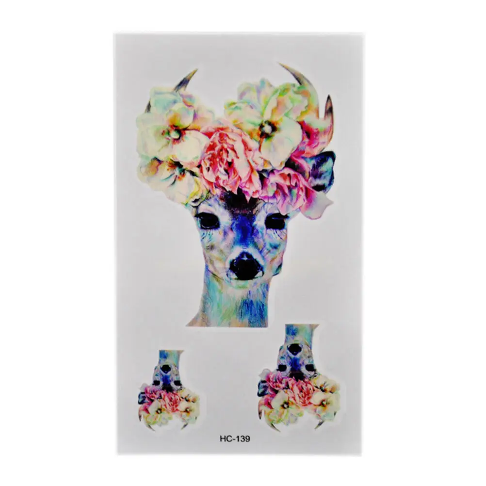 

Fashion Waterproof Tattoo Sticker Flower Deer Head Temporary Tattoos Body Art