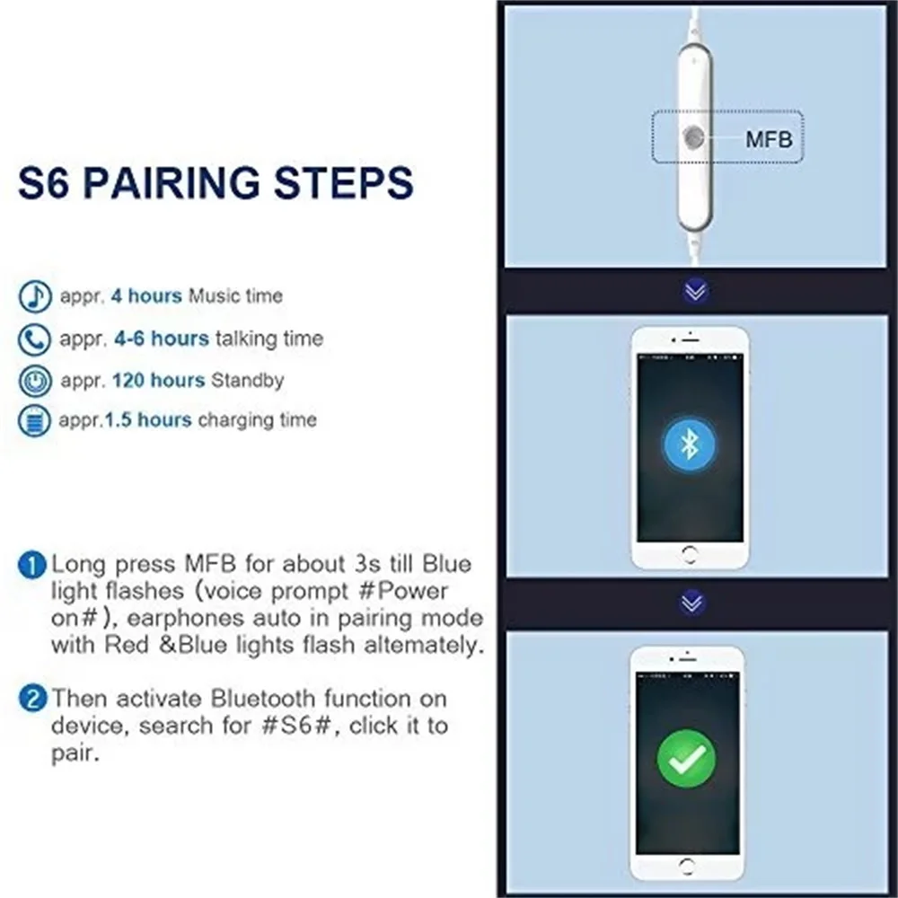 S6 наушники Bluetooth наушники для телефона для iPhone Xiaomi все интеллектуальные телефоны шейные спортивные наушники Auriculare CSR Bluetooth