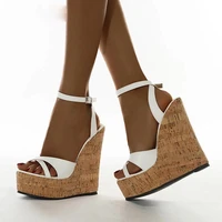 2021 new summer new white womens high heels sandals platform buckle wedges front open toe ladies shoes size 35 42