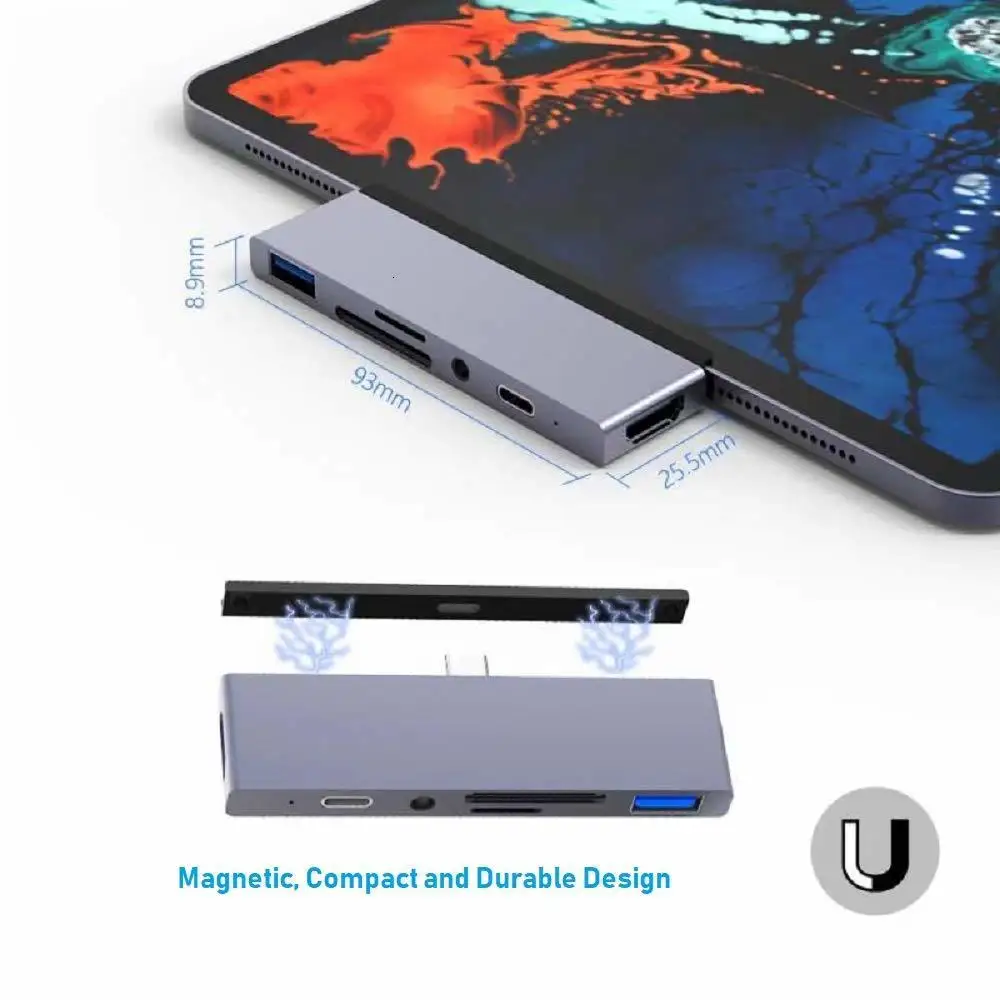 USB C концентратор адаптер с USB-C TYPE C зарядка PD 4 K HDMI USB 3,0 3,5 мм наушники с iPad Macbook Pro SAMSUNG S8 S9 S10