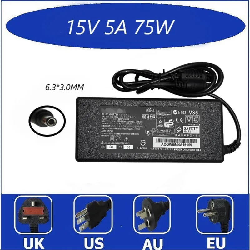 

15V 5A 75W Ac Power Supply Adapter Battery Charger for Toshiba Portege R502 R505 R600 R501 Tecra A11 M11 S11