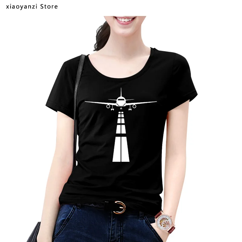 

Pilot Airplane T Shirt women Summer Short Sleeve Eat Sleep Fly Repeat Vintage T-Shirt Cotton Tees Black tops-380911