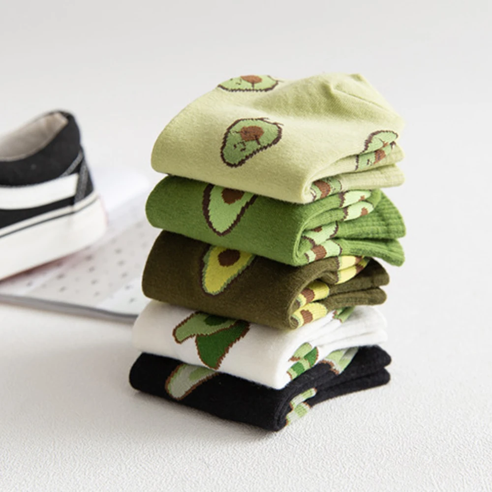 Модные женские носки хлопковые цветные зеленые Авокадо Фрукты Харадзюку Женские