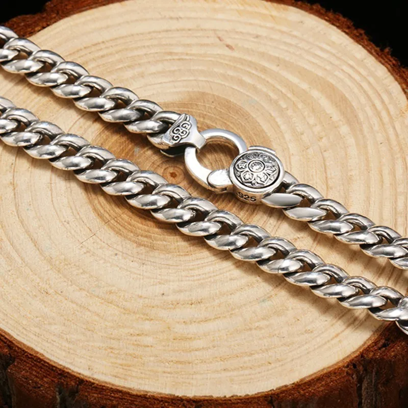 Мужское серебряное ожерелье ZABRA из 925 пробы полированная длинная цепь с мантрой в