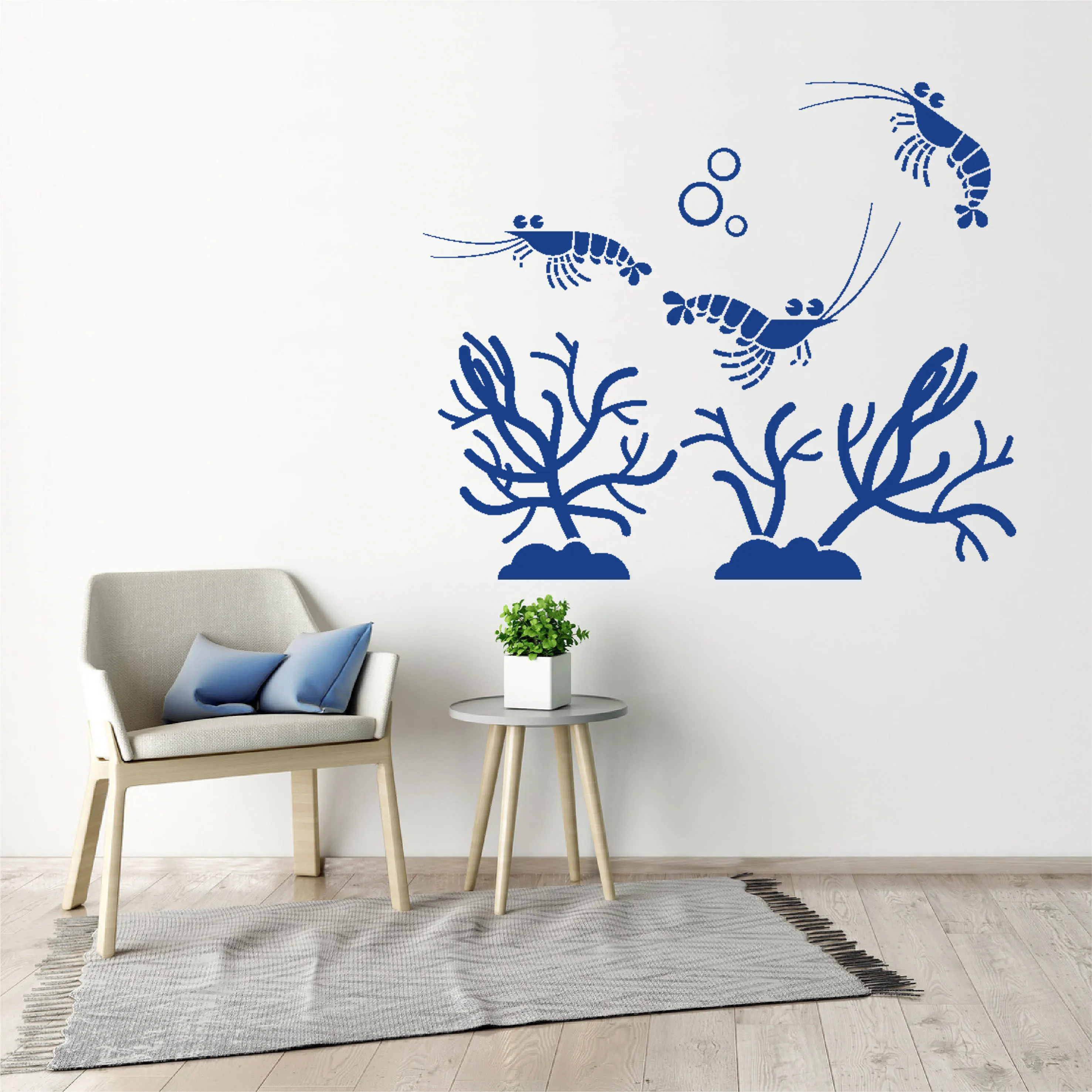 

Shrimp And Seaweed Wall Stickers The Ocean Theme Decals Creative Home Decor Wallpapers Adesivo De Parede DW12270