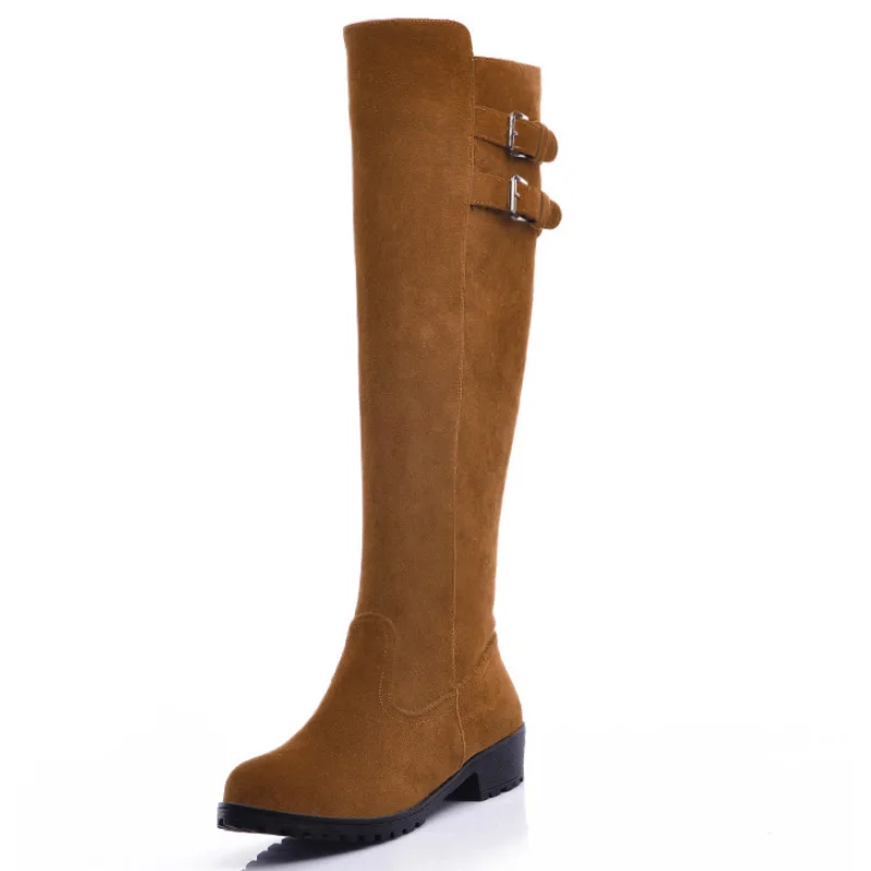 Женские сапоги из замшевой кожи до колена Высокие женская обувь бедра Модные