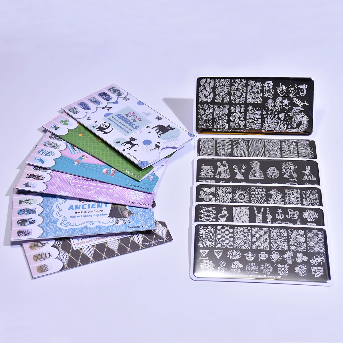Beautybigbang пластины для штамповки ногтей Set 6 шт. новый стиль древняя Точка линия