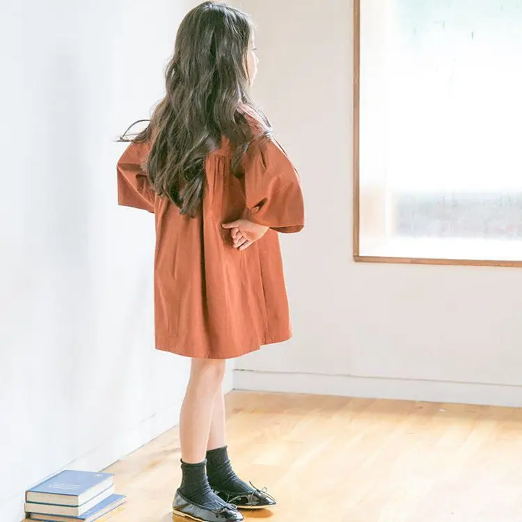 Платье с длинными рукавами для девочек Осеннее свободное Повседневное платье