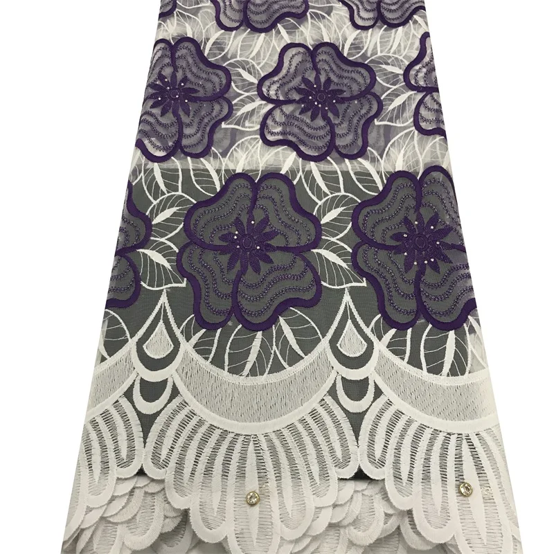 Новейшая фиолетовая африканская Тюлевая кружевная ткань высокого качества 2020