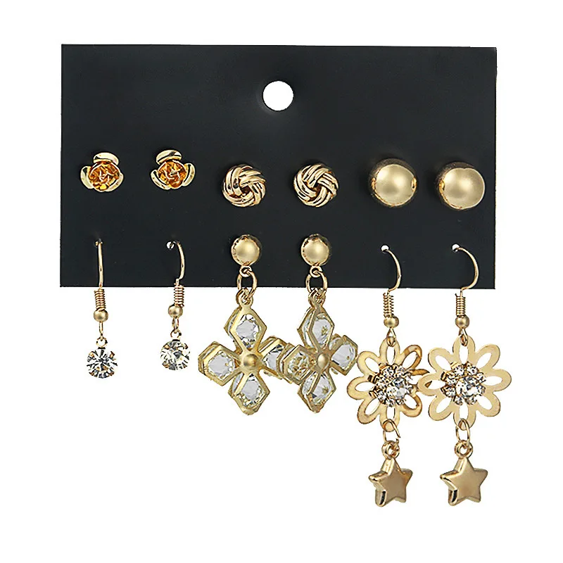 Женские серьги-гвоздики из сплава 6 пар | Украшения и аксессуары